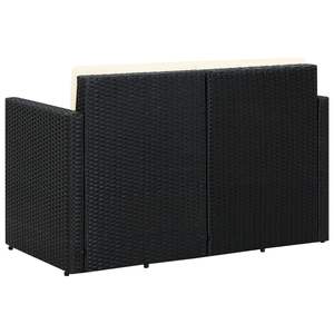 Divano da 2 posti in Poly Rattan nero con cuscini divani da giardino - Product Image 4