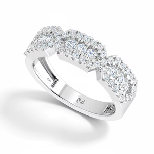 แหวนทองคำแท้ 14K ชุบโรเดียม ดีไซน์คลาสสิกสำหรับผู้หญิง ประดับเพชรทรงกลมเจียระไนบริลเลียนท์ 55 เม็ด น้ำหนักรวม 0.80 กะรัต - Product Image 1