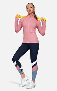 Camiseta Deportiva de Manga Larga con Cuello Alto y Cremallera para Mujer, Color Rosa, Transpirable, de Spandex y Poliéster, Ajuste Ceñido, Estilo Casual - Product Image 4