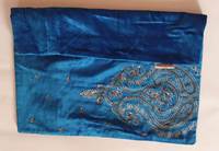 Housse de coussin carrée en velours turquoise brodée, style bohème, décoration d'intérieur, avec motif de défilement doré