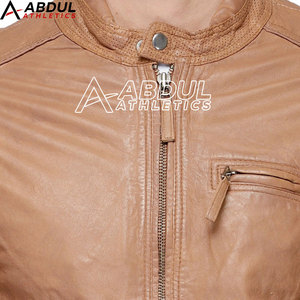 Veste d'hiver en cuir véritable pour hommes, style motard, chaude, avec fermeture éclair, coupe ajustée, décontractée, à la mode, pour la conduite en plein air et les voyages - Product Image 5