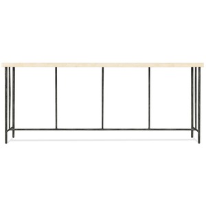 Console de salon extra longue au design moderne, plateau aspect travertin crème avec pieds en métal noir, design minimaliste - Product Image 1