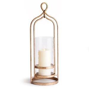 Elegante Par de Portavelas de Madera con Base Redonda y Linterna Decorativa de Vidrio Transparente - Product Image 6