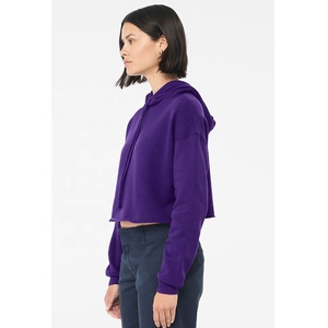 Bella Canvas Team Purple Custom Oversized Crop Top Sudadera con capucha Impresión personalizada Venta al por mayor Sudadera con capucha de manga larga para mujer - Product Image 3
