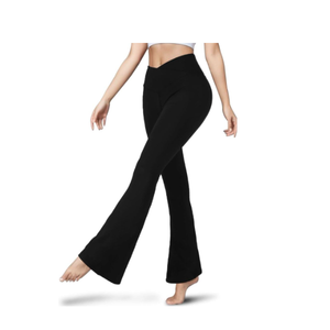 Pantalon de yoga évasé pour femme, vente en gros, leggings à jambe large croisée, doux, taille haute, pour l'entraînement, décontracté, coupe boot-cut, pour la gym - Product Image 3