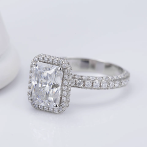 3 carat Stylish Radiant Cut Diamond Engagement Ring with Pave Setting Center Stone for Women white gold Band - Product Image 4