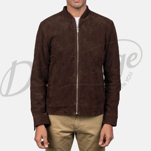 Blouson Bomber en Cuir Souple Marron Foncé pour Homme, Veste Décontractée Slim Fit en Véritable Peau de Mouton, Style Baseball Zippé pour Automne Hiver - Product Image 3