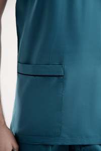 Men's Navy <b>Blue</b> V-Neck <b>Scrub</b> Set Cotton Polyester Woven Hospital Uniforms Doctor Uniforms Needle Detection Blouses Shirts - Product Image 3
