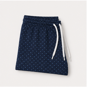 Custom Midnight Blue Polka Dot Womens Easy Straight Fit Drawstring Lounge <b>Shorts</b> Bamboo-Cotton <b>Jersey</b> WPSHORT-0027 - Product Image 6