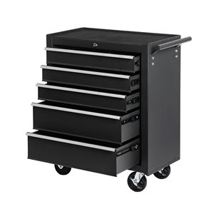 5 Drawer Rolling <b>Tool</b> Chest with Lock Key Top Cushion Drawer Liners <b>Tool</b> Organizer Box <b>Storage</b> <b>Cabinet</b> Wheels - Product Image 2