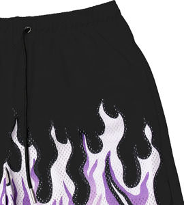 Pantalones Cortos Deportivos de Malla con Estampado de Llamas para Hombre, Transpirables, de Secado Rápido, con Cordón Ajustable, Ropa Deportiva Personalizada para Equipos - Product Image 3