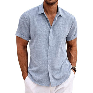Men's Slim Casual Summer Long Sleeve <b>Button</b>-Up <b>Shirt</b> 100% Cotton Satin Fabric Large Size for Work - Product Image 5