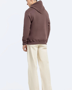 Sweat-shirt à capuche marron pour homme, coupe classique, en coton French Terry, couleur unie, vêtement décontracté pour l'automne - Product Image 2
