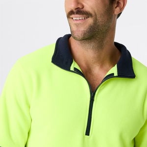 Veste de travail réfléchissante en polaire 100 % polyester imperméable et respirante à col zippé pour homme, haute visibilité, hiver, OEM - Product Image 5