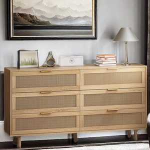 Meuble de rangement en rotin à 6 tiroirs pour le salon - Product Image 5