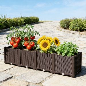 Jardinière surélevée marron et pot de fleurs d'extérieur – Bac de plantation et jardinière pratiques - Product Image 1