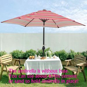 Ombrellone da Patio Inclinabile da 2,7 m con Tessuto a Righe, Elegante e Resistente - OMBRELLONE e BASE - Product Image 1