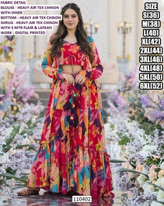 Sunshine Riwaayat Floor-Length Ball Gown Set with Floral Embroidery Modern Design Chinon Fabric - Product Image 2