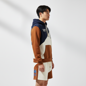 ผู้ผลิตชุดเซ็ตเสื้อฮู้ดซิปพิมพ์ลายโลโก้แบบ DTF สำหรับผู้ชาย และกางเกงขาสั้นวอร์ม พร้อมลายสกรีนสีสันตัดกัน - Product Image 6