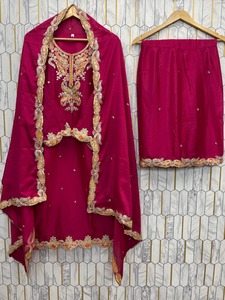 Indian White Chinon <b>Embroidered</b> Dupatta Set With Floral Pattern Traditional Indian Wedding <b>Shawl</b> Women's Ethnic Wear All Seasons - Product Image 6