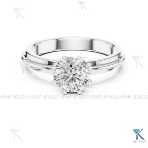 Anillo de compromiso solitario con diamante cultivado en laboratorio, corte redondo, E VVS2, certificado IGI, en oro macizo con engaste de corona, estilo filigrana vintage. - Product Image 6