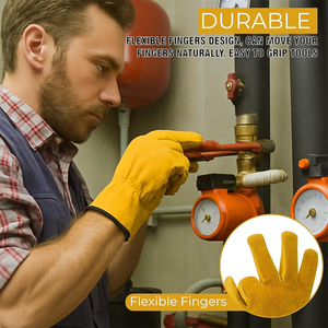 New Arrival Fire Proof Anti Slip Working <b>Gloves</b> Cow Hide Leather <b>Touch</b> <b>Screen</b> Resistant Working <b>Gloves</b> With Elastic Cuff - Product Image 3