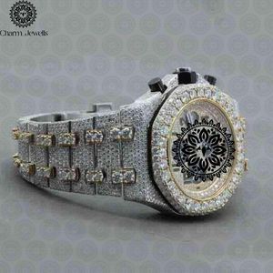 Montre de luxe Charm_Jewells en acier inoxydable, chronographe analogique sertie de diamants, boîtier rond de 42 mm, fermoir pliant, mode masculine - Product Image 1