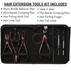 Complete Hair Extension Tools <b>Set</b> Pliers Micro Bead Remover Flat <b>Crimping</b> Pulling Hook Loop Tools Tail Comb Finger Scissors - Product Image 2