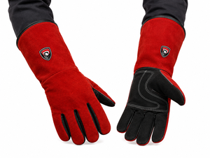 Guantes de Seguridad Vintage Personalizados al por Mayor de Alta Calidad, Rojos y Negros, de Cuero, hasta el Codo, Transpirables, con Forro de Algodón, Térmicos, para las Cuatro Estaciones - Product Image 3