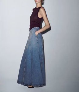 Ladies Woman Maxi Length Denim Jeans Skirts - Product Image 2