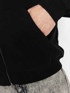 Men's <b>Black</b> Hooded <b>Zip</b>-<b>Up</b> Sweatshirt Regular Fit Casual Solid Color Long Sleeve Cotton <b>Hoodie</b> Autumn Wear - Product Image 6