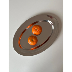 Plateau de service ovale élégant en métal plaqué argent, style moderne, design simple, idéal pour la décoration intérieure et les événements – Vente chaude - Product Image 3