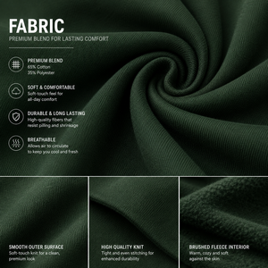 Sudadera Unisex Verde Oscuro, Color Sólido, Algodón French Terry, Diseño Casual, Bolsillo Frontal, Transpirable, Ecológica, Otoño, Invierno, Primavera - Product Image 6