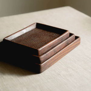 Juego de 3 bandejas de madera de acacia hechas a mano, bandeja rectangular de madera, bandeja de madera para café, bandeja de madera para té, bandejas de almacenamiento - Product Image 1