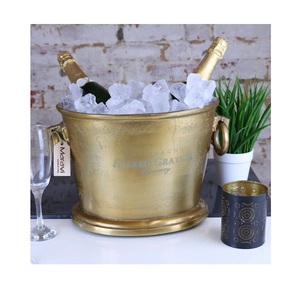 Champagne Bucket <b>Matte</b> Gold Vintage Design Barware Tool Durable Metal Pedestal Style - Product Image 1