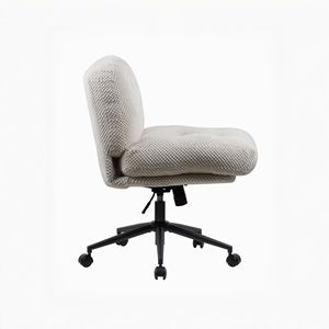 White Ergonomic <b>Desk</b> Chair for Home Office Adjustable Swivel <b>Wheels</b> Cross Legged Wider Thickened Seat Cross Legged Office Chair - Product Image 4