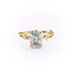 Ovaler Moissanit-Verlobungsring aus Sterlingsilber mit Roségold-Beschichtung und Strukturiertem Zweig-Design Solitärring - Product Image 1