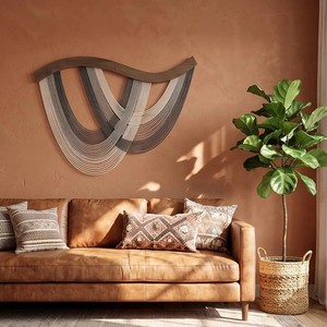 Sculpture murale tissée moderne, forme géométrique abstraite arc-en-ciel, décoration intérieure, pièce d'art pour salon, emballage individuel - Product Image 1