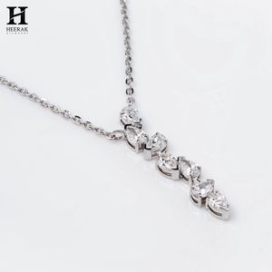 Collier élégant en or 14 carats avec pendentif vertical en diamant taille poire en cascade pour femme, bijoux de luxe pour mariée - Product Image 2