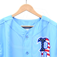 Seragam Jersey Baseball Pria Kancing Depan Warna Biru Muda Bahan Polyester Bernapas Logo Nomor Dewasa Pakaian Olahraga Tim Set Seragam Kustom Grosir