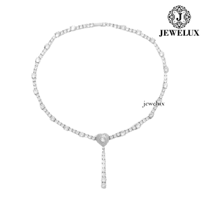 Best Selling Women's 925 Silver Rhodium Plated Moissanite Heart Cut <b>Choker</b> Necklace Luxury Link Chain Wedding Jewelry From India - Product Image 1