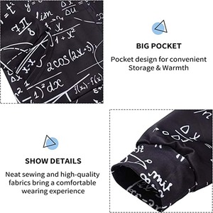 Sudadera con capucha y cremallera para hombre, color negro, con estampado de fórmula matemática, informal, de corte regular, para otoño - Product Image 3