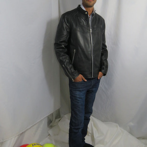 Chaqueta de Cuero y Algodón para Hombre, Estilo Motero, Primavera, Servicio OEM Premium, Casual, Sólida, Transpirable, Resistente al Viento e Impermeable - Product Image 4