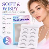 Faux cils faits à la main, aspect naturel, 5 paires, bande acrylique transparente de qualité supérieure, bande invisible pour un usage quotidien