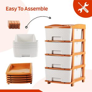 Organizador de almacenamiento de plástico de 4 niveles con cajones desmontables, estante moderno con cajones, caja de almacenamiento, organizador de almacenamiento, estante de almacenamiento - Product Image 6