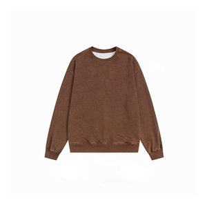 เสื้อสเวตเชิ้ตโอเวอร์ไซส์สไตล์วินเทจ ล้างสีแบบ Stone Acid Wash พร้อมปักโลโก้ตามสั่ง ราคาส่งถูก รับผลิตแบบ OEM สำหรับฤดูหนาว คอกลมสีพื้น - Product Image 3