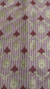 Banarasi Zari 100% Polyester Brocade <b>Fabric</b> MEENA <b>STRIP</b> Waterproof Florals - Product Image 2
