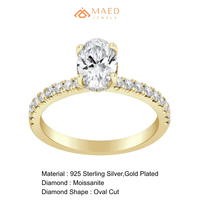 Vergoldeter ovaler Moissanit-Verlobungsring, eleganter Luxus-Modeschmuck für Damen, Hochzeitsgeschenk im New Yorker Stil, Premium-Geschenk
