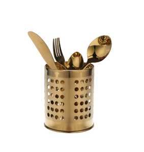 <b>Tabletop</b> Kitchenware Gold Finished Cutlery Holder <b>Storage</b> Rack for Kitchen Hotel Cutlery <b>Storage</b> Flatware Spoon Knife Holder - Product Image 1
