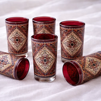 Set Gelas Teh Maroko JM INTERNATIONAL dengan Pola Karpet Bunga, Set 6 Gelas (Gaya Mediterania) Model JM602